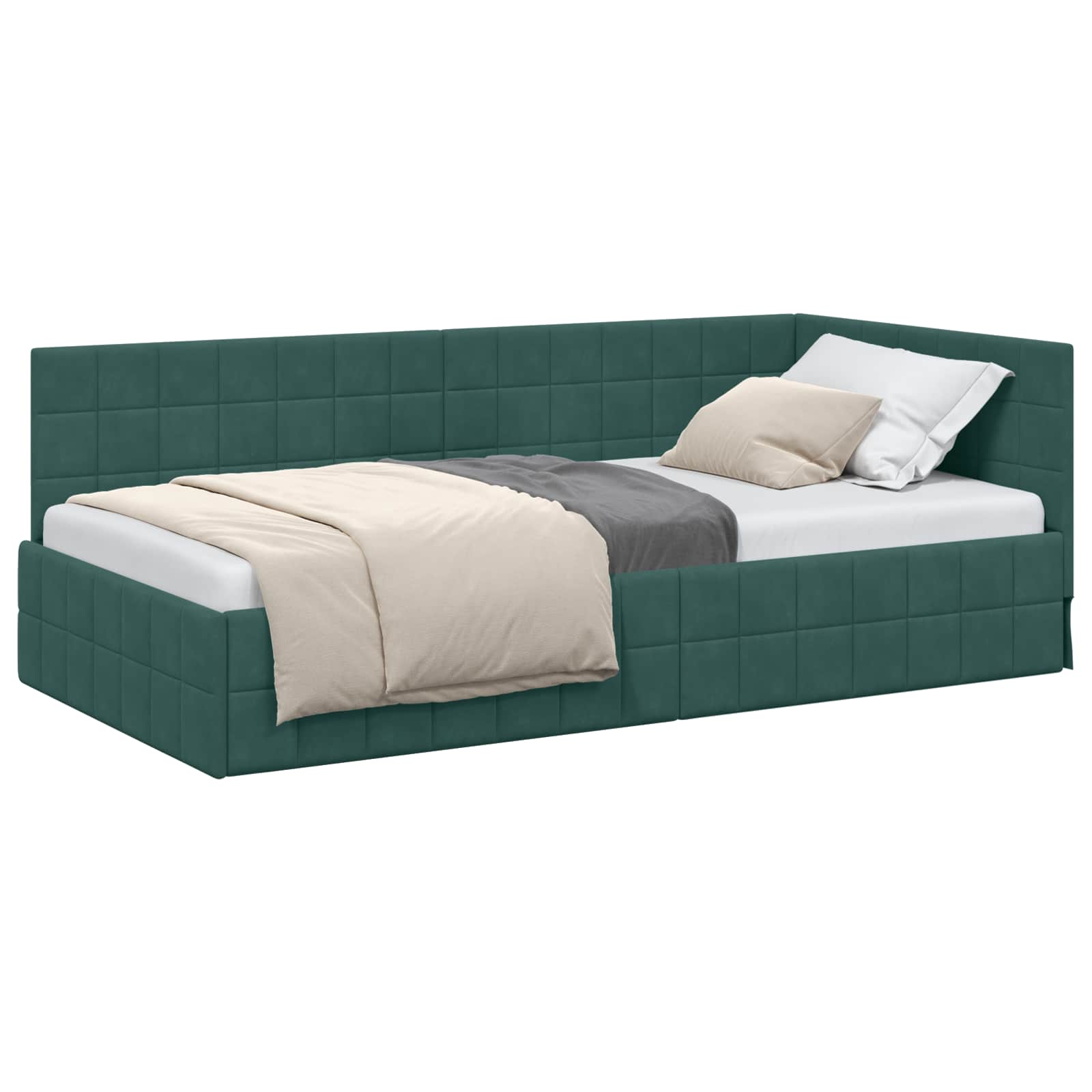 Hoekbedframe met hoofdeinde Donkergroen 100 cm x 200 cm Fluweel is nu te koop bij PeponiXL, paradijselijk wonen!