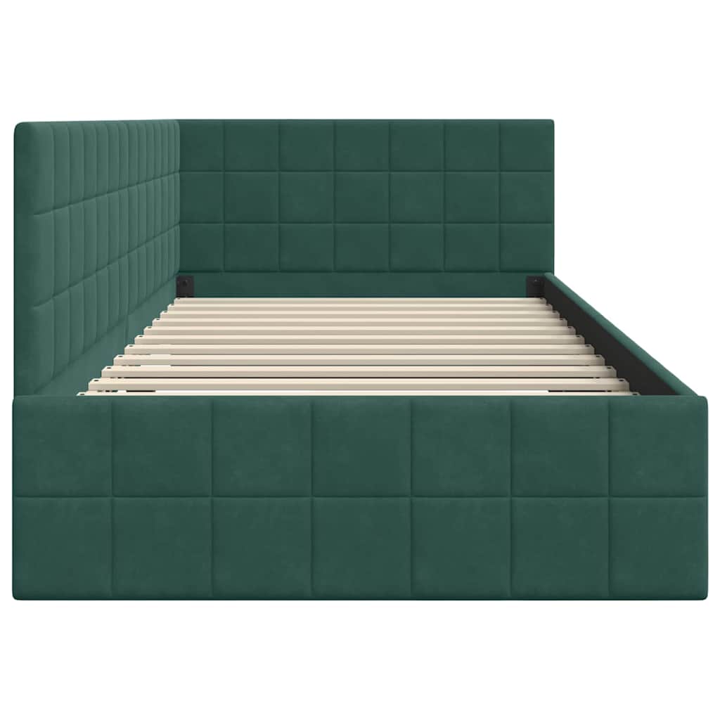Hoekbedframe met hoofdeinde Donkergroen 100 cm x 200 cm Fluweel is nu te koop bij PeponiXL, paradijselijk wonen!