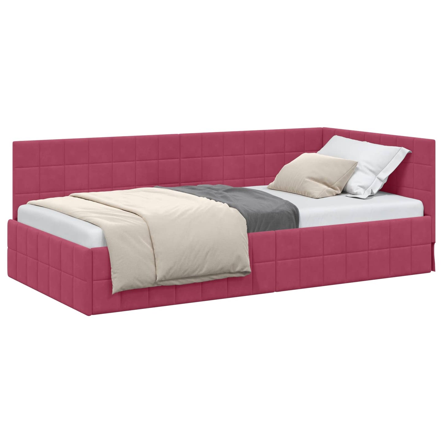 Hoekbedframe met hoofdeinde Wijnrood 100 cm x 200 cm Fluweel is nu te koop bij PeponiXL, paradijselijk wonen!