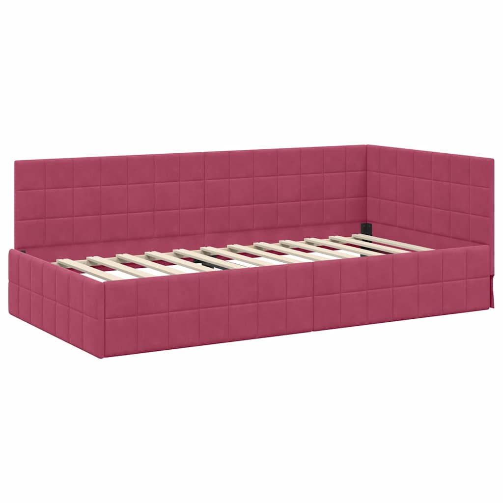 Hoekbedframe met hoofdeinde Wijnrood 100 cm x 200 cm Fluweel is nu te koop bij PeponiXL, paradijselijk wonen!