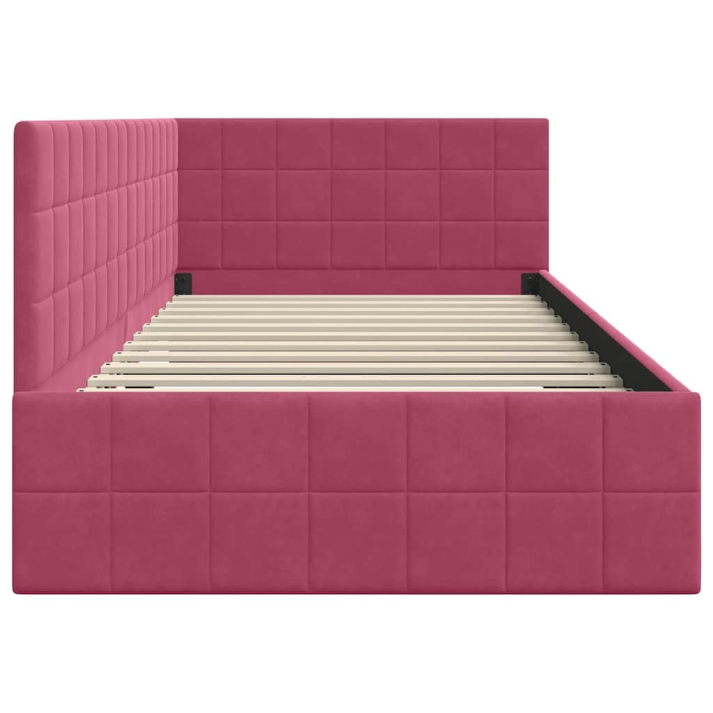 Hoekbedframe met hoofdeinde Wijnrood 100 cm x 200 cm Fluweel is nu te koop bij PeponiXL, paradijselijk wonen!