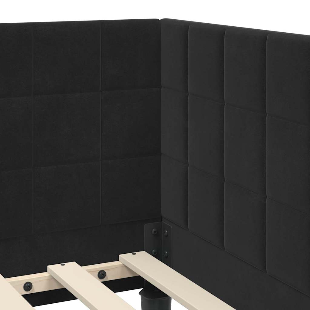 Hoekbedframe met hoofdeinde Zwart 100 cm x 200 cm Fluweel is nu te koop bij PeponiXL, paradijselijk wonen!