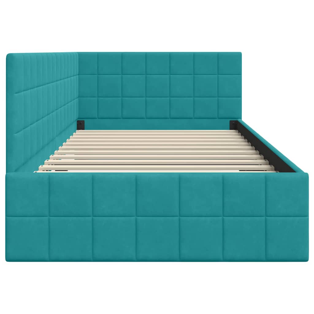 Hoekbedframe met hoofdeinde Turquoise 100 cm x 200 cm Fluweel is nu te koop bij PeponiXL, paradijselijk wonen!