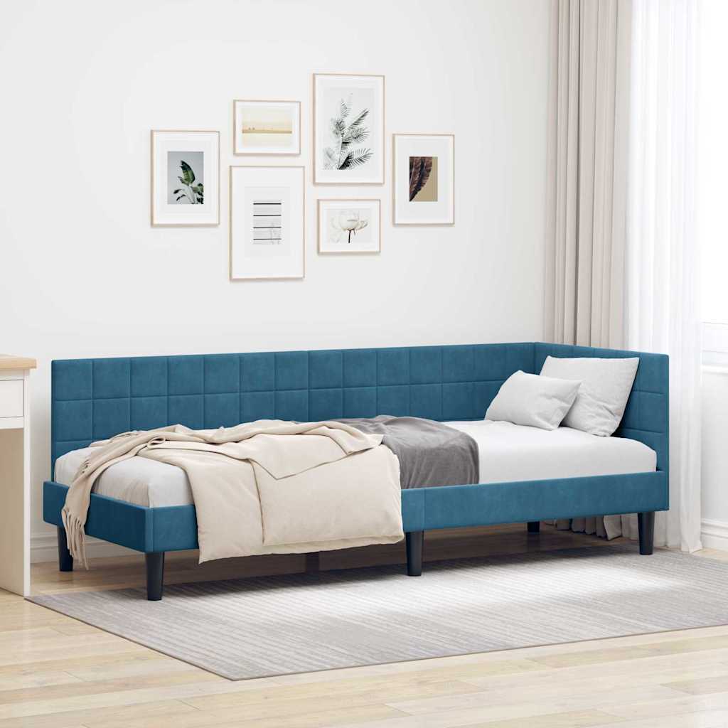 Hoekbedframe met hoofdeinde Blauw 80 cm x 200 cm Fluweel is nu te koop bij PeponiXL, paradijselijk wonen!