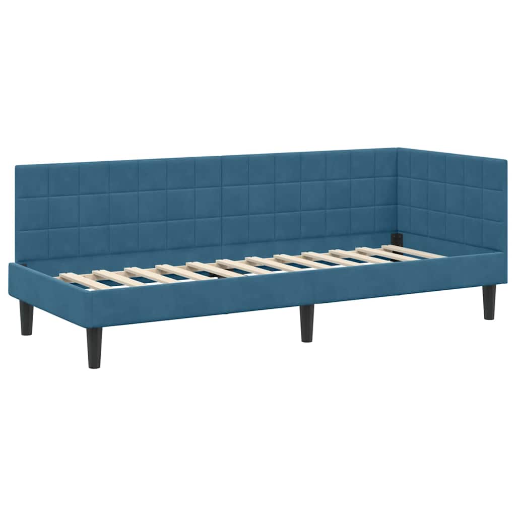 Hoekbedframe met hoofdeinde Blauw 80 cm x 200 cm Fluweel is nu te koop bij PeponiXL, paradijselijk wonen!