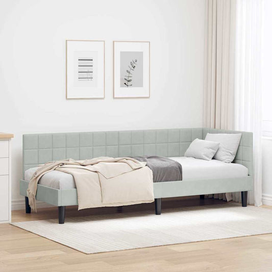 Hoekbedframe met hoofdeinde Lichtgrijs 80 cm x 200 cm Fluweel is nu te koop bij PeponiXL, paradijselijk wonen!