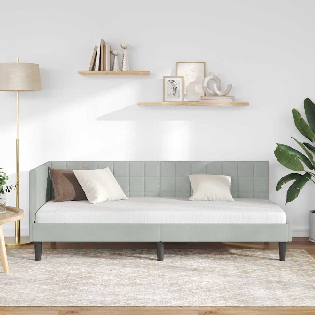 Hoekbedframe met hoofdeinde Lichtgrijs 80 cm x 200 cm Fluweel is nu te koop bij PeponiXL, paradijselijk wonen!