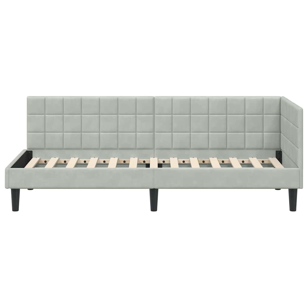 Hoekbedframe met hoofdeinde Lichtgrijs 80 cm x 200 cm Fluweel is nu te koop bij PeponiXL, paradijselijk wonen!