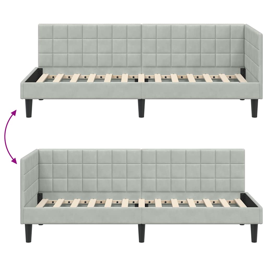Hoekbedframe met hoofdeinde Lichtgrijs 80 cm x 200 cm Fluweel is nu te koop bij PeponiXL, paradijselijk wonen!