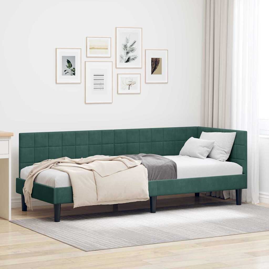 Hoekbedframe met hoofdeinde Donkergroen 80 cm x 200 cm Fluweel is nu te koop bij PeponiXL, paradijselijk wonen!