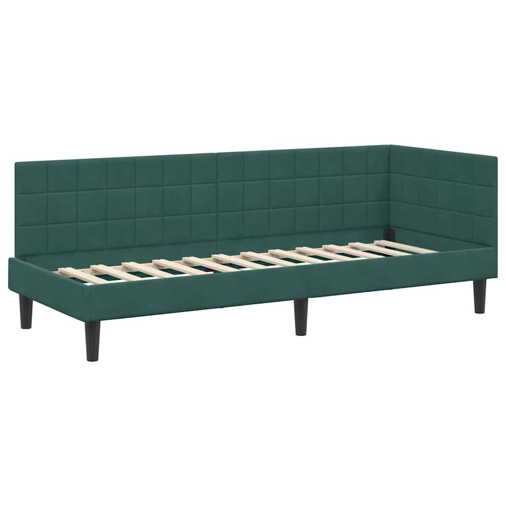 Hoekbedframe met hoofdeinde Donkergroen 80 cm x 200 cm Fluweel is nu te koop bij PeponiXL, paradijselijk wonen!