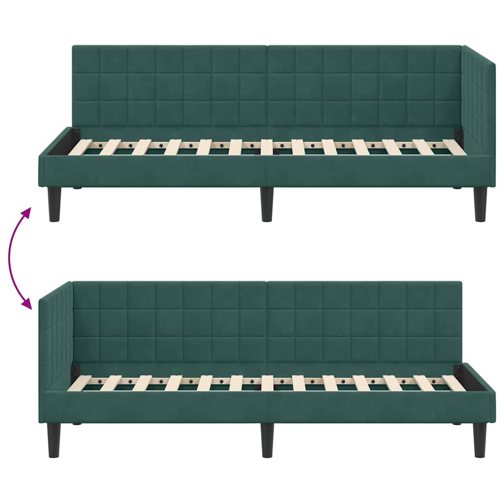 Hoekbedframe met hoofdeinde Donkergroen 80 cm x 200 cm Fluweel is nu te koop bij PeponiXL, paradijselijk wonen!