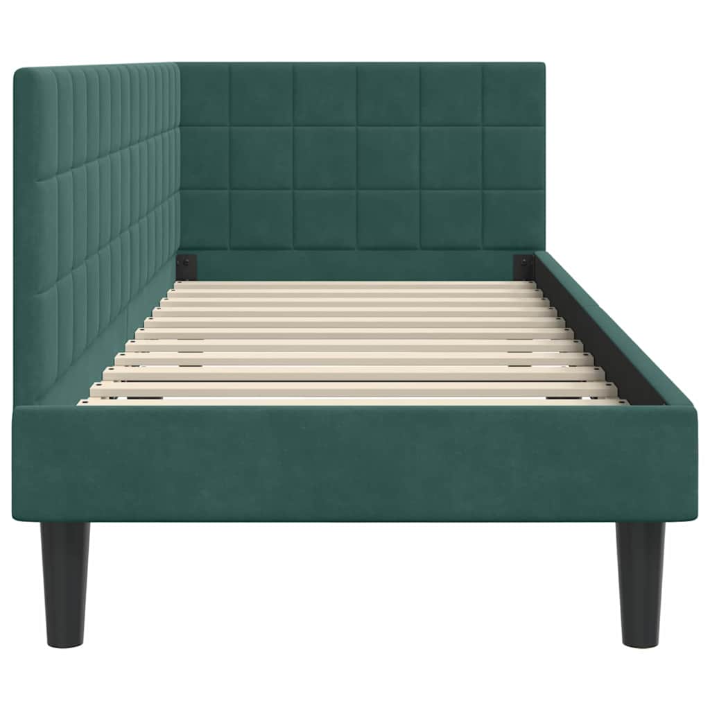 Hoekbedframe met hoofdeinde Donkergroen 80 cm x 200 cm Fluweel is nu te koop bij PeponiXL, paradijselijk wonen!