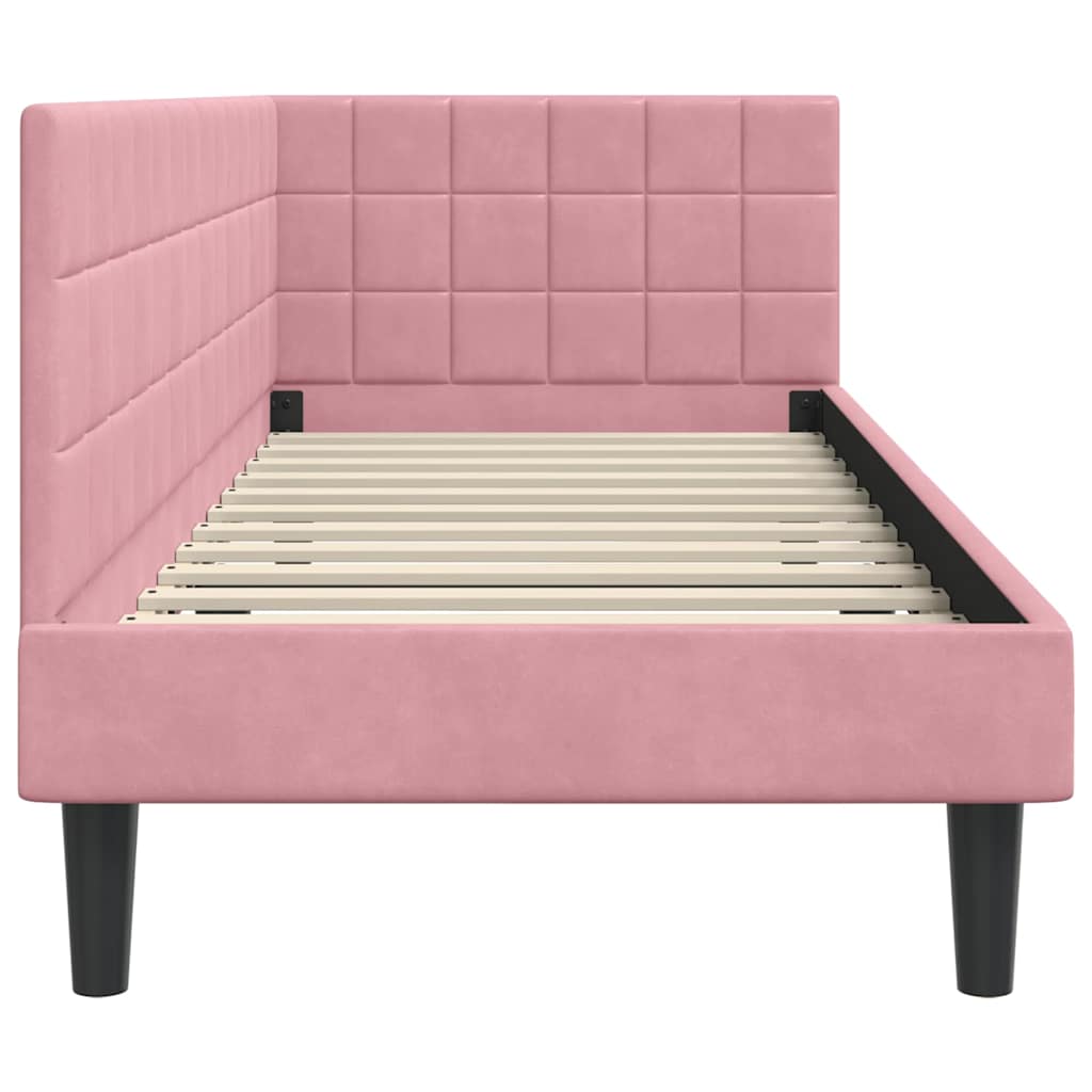 Hoekbedframe met hoofdeinde Roze 80 cm x 200 cm Fluweel is nu te koop bij PeponiXL, paradijselijk wonen!