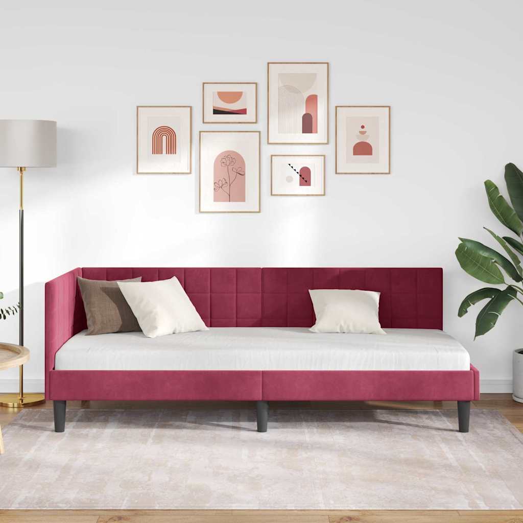 Hoekbedframe met hoofdeinde Wijnrood 80 cm x 200 cm Fluweel is nu te koop bij PeponiXL, paradijselijk wonen!