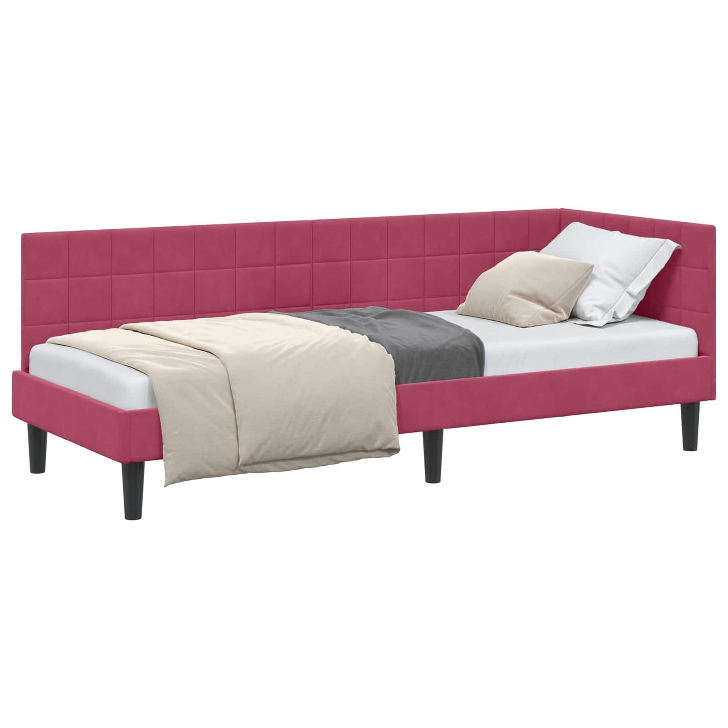 Hoekbedframe met hoofdeinde Wijnrood 80 cm x 200 cm Fluweel is nu te koop bij PeponiXL, paradijselijk wonen!