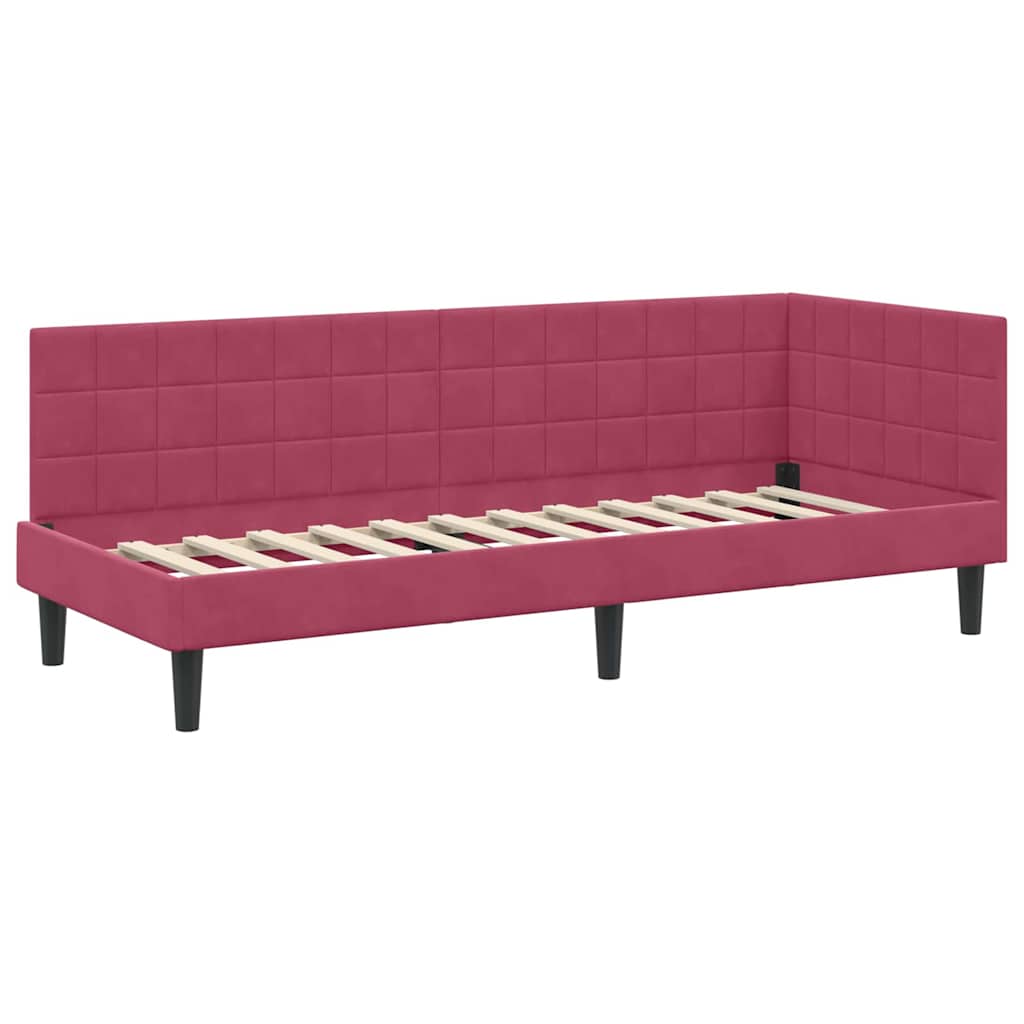 Hoekbedframe met hoofdeinde Wijnrood 80 cm x 200 cm Fluweel is nu te koop bij PeponiXL, paradijselijk wonen!