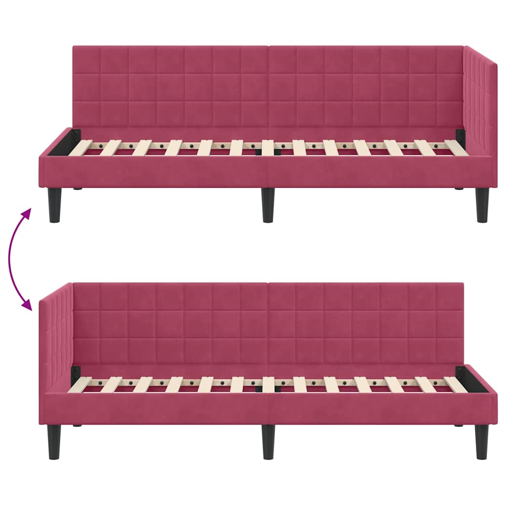 Hoekbedframe met hoofdeinde Wijnrood 80 cm x 200 cm Fluweel is nu te koop bij PeponiXL, paradijselijk wonen!