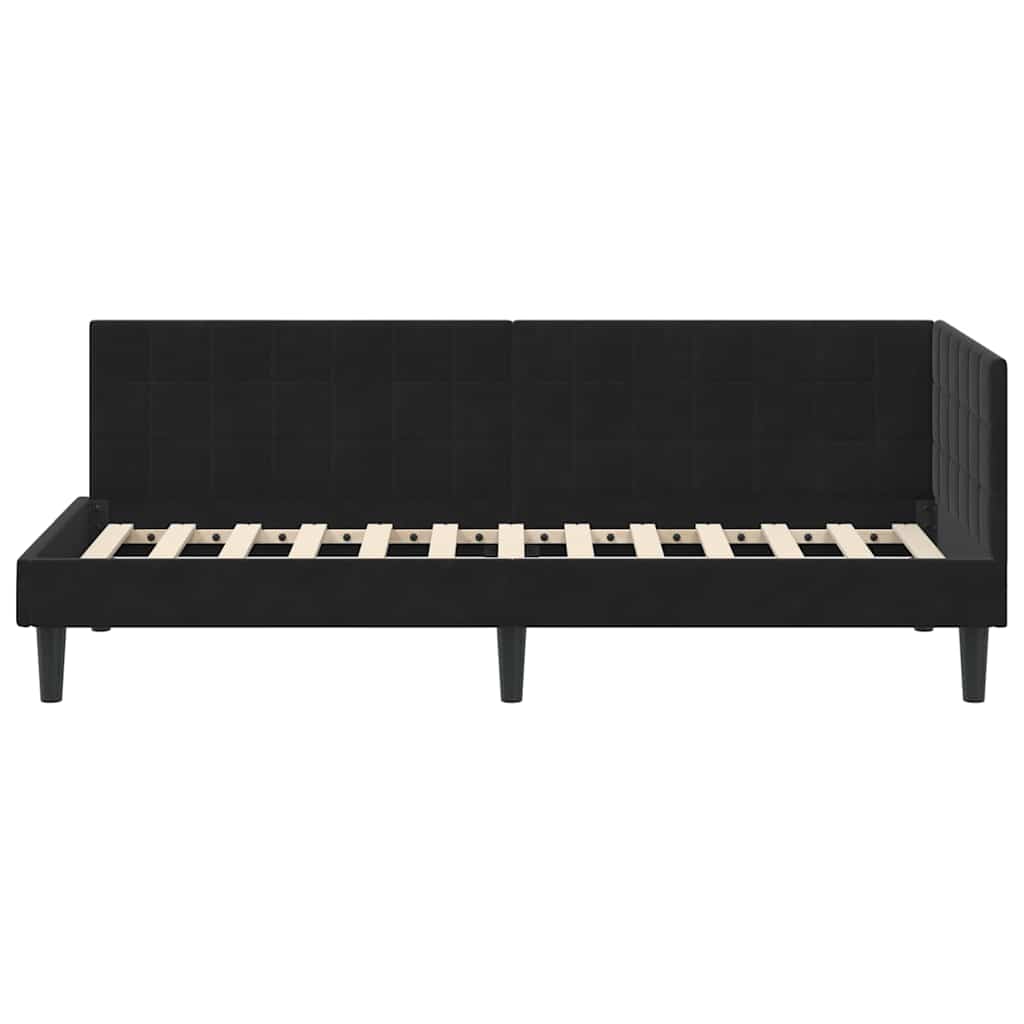 Hoekbedframe met hoofdeinde Zwart 80 cm x 200 cm Fluweel is nu te koop bij PeponiXL, paradijselijk wonen!
