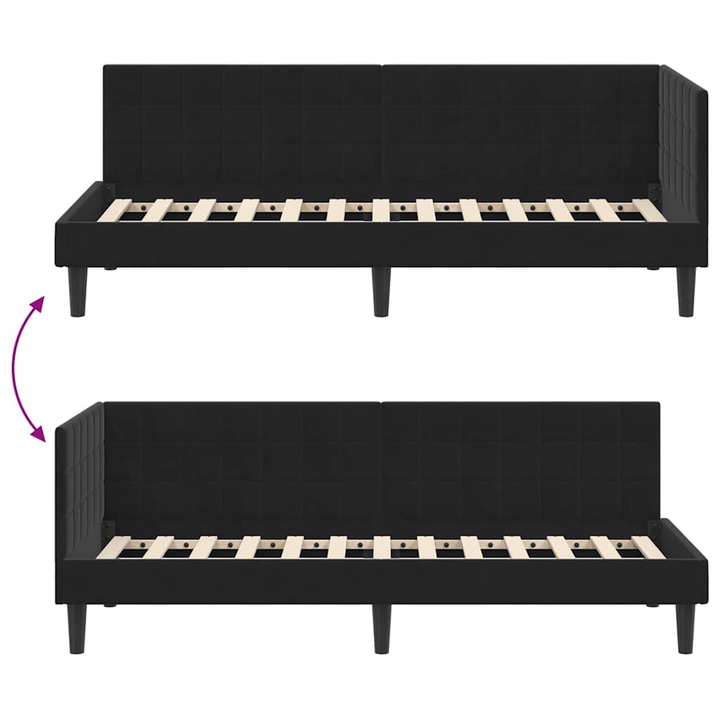 Hoekbedframe met hoofdeinde Zwart 80 cm x 200 cm Fluweel is nu te koop bij PeponiXL, paradijselijk wonen!
