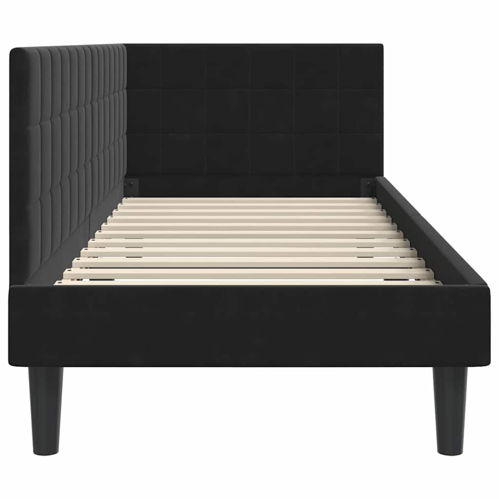 Hoekbedframe met hoofdeinde Zwart 80 cm x 200 cm Fluweel is nu te koop bij PeponiXL, paradijselijk wonen!