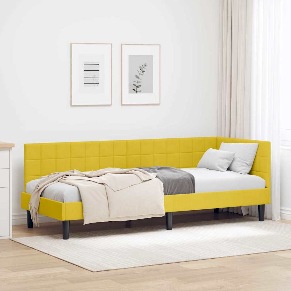 Hoekbedframe met hoofdeinde Geel 80 cm x 200 cm Fluweel is nu te koop bij PeponiXL, paradijselijk wonen!
