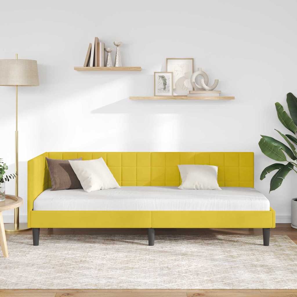 Hoekbedframe met hoofdeinde Geel 80 cm x 200 cm Fluweel is nu te koop bij PeponiXL, paradijselijk wonen!