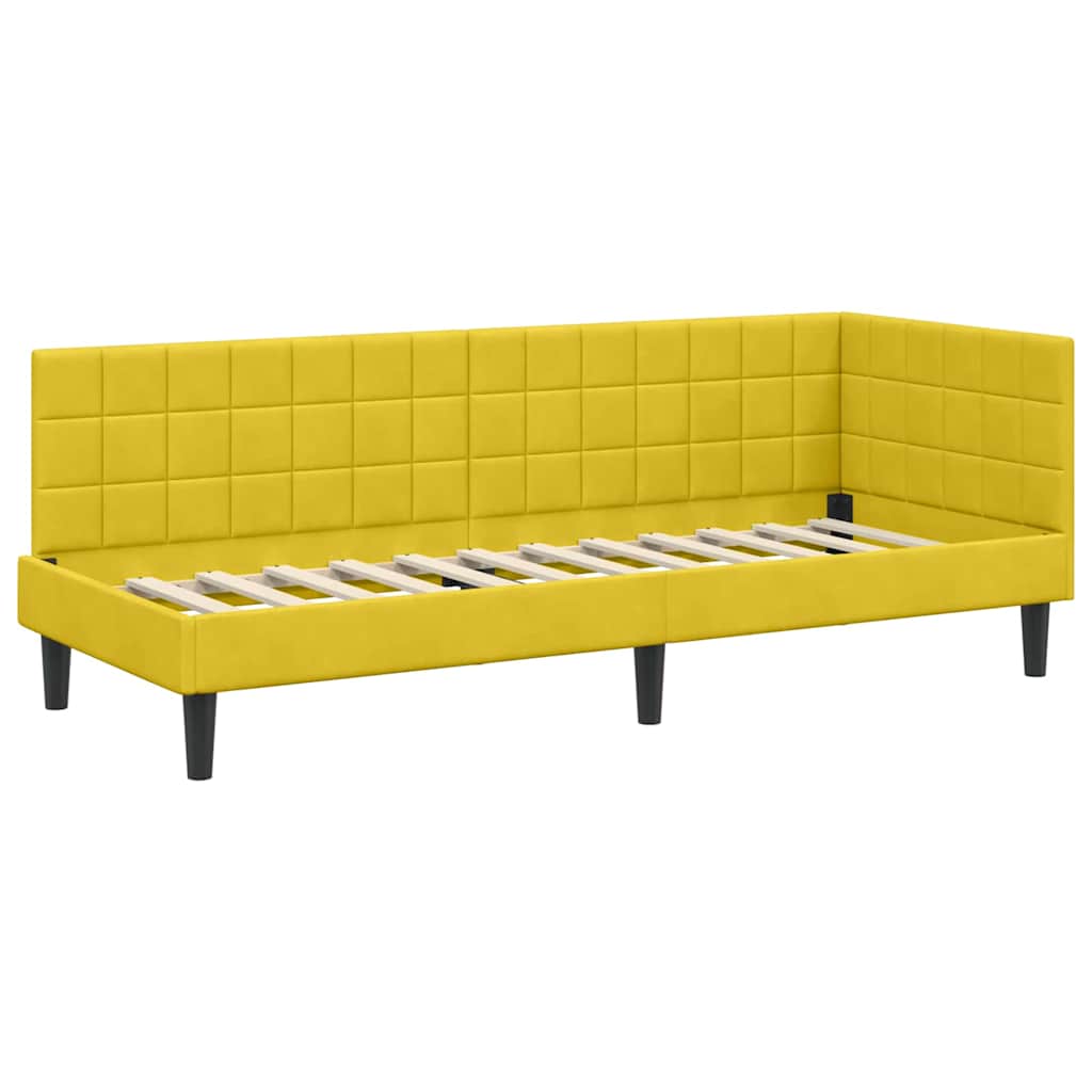 Hoekbedframe met hoofdeinde Geel 80 cm x 200 cm Fluweel is nu te koop bij PeponiXL, paradijselijk wonen!