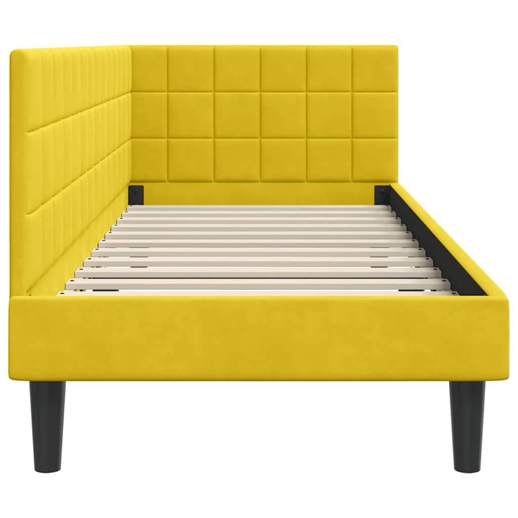Hoekbedframe met hoofdeinde Geel 80 cm x 200 cm Fluweel is nu te koop bij PeponiXL, paradijselijk wonen!