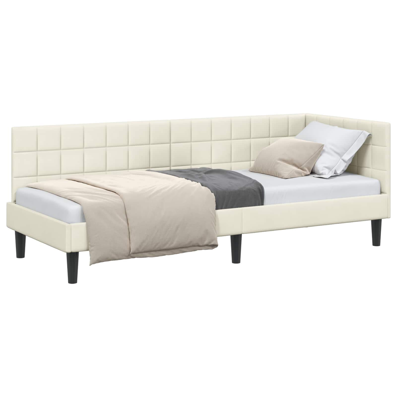 Hoekbedframe met hoofdeinde Crème 80 cm x 200 cm Fluweel is nu te koop bij PeponiXL, paradijselijk wonen!