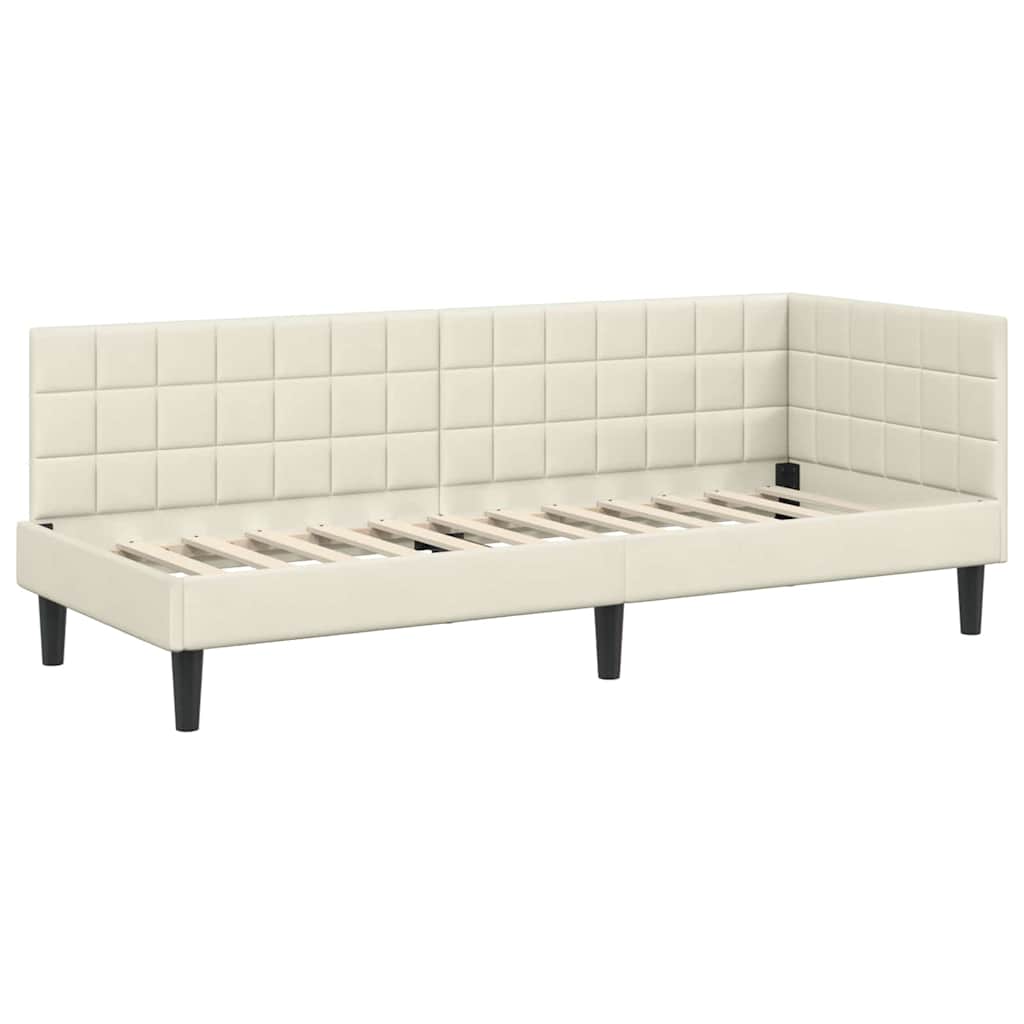Hoekbedframe met hoofdeinde Crème 80 cm x 200 cm Fluweel is nu te koop bij PeponiXL, paradijselijk wonen!