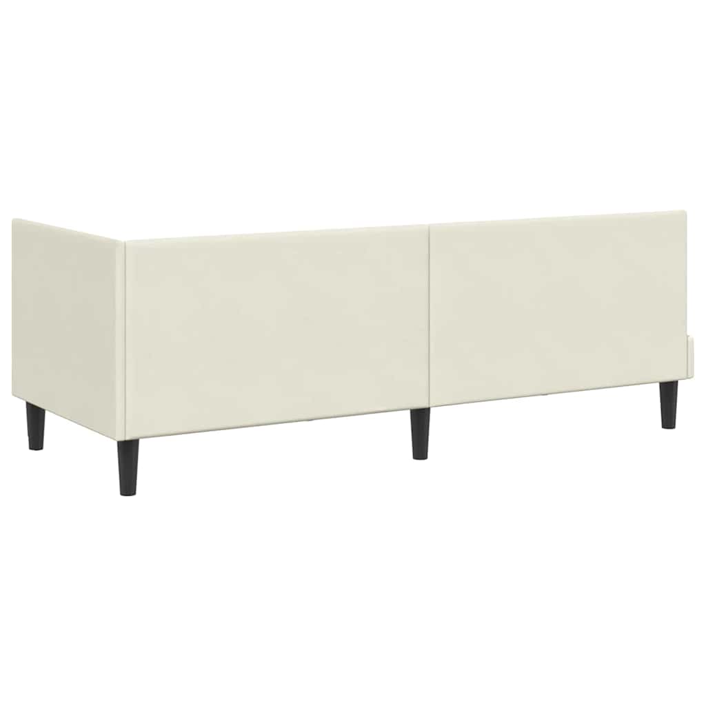 Hoekbedframe met hoofdeinde Crème 80 cm x 200 cm Fluweel is nu te koop bij PeponiXL, paradijselijk wonen!
