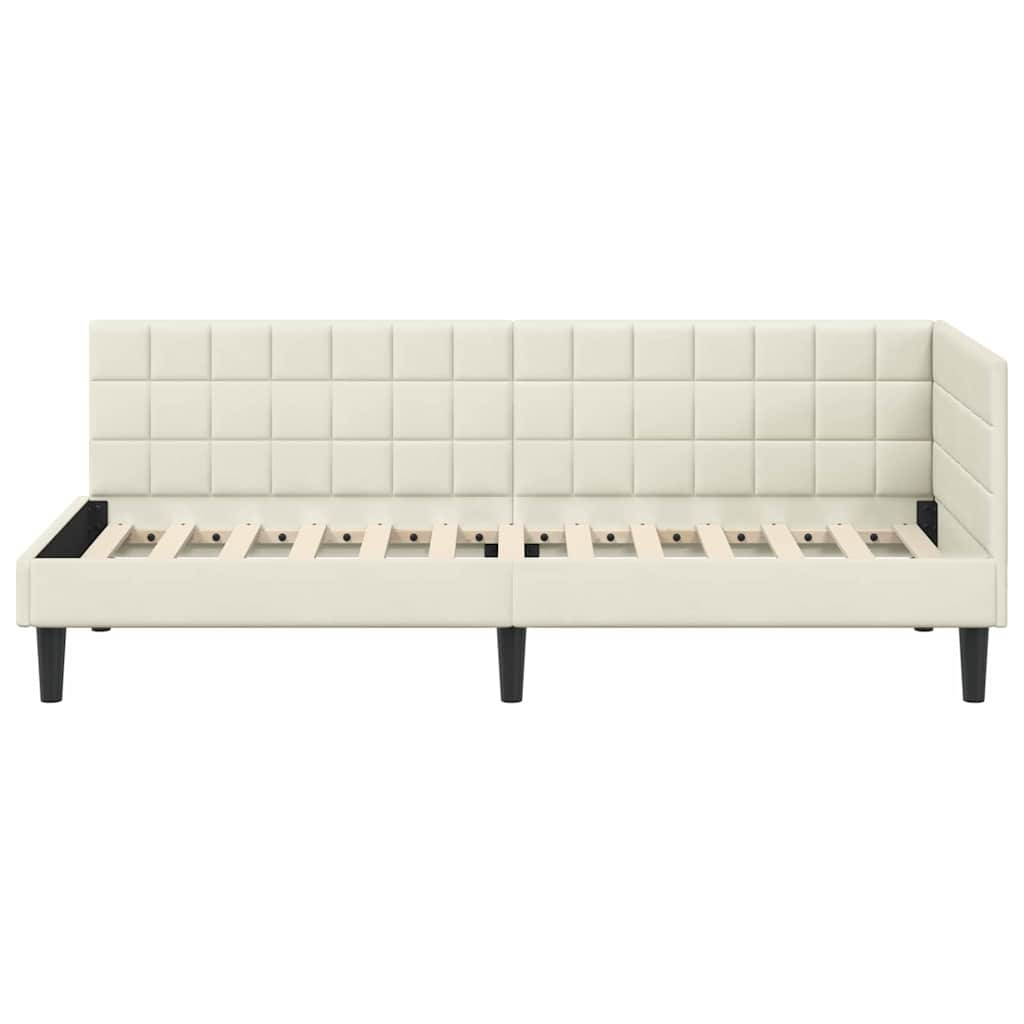Hoekbedframe met hoofdeinde Crème 80 cm x 200 cm Fluweel is nu te koop bij PeponiXL, paradijselijk wonen!