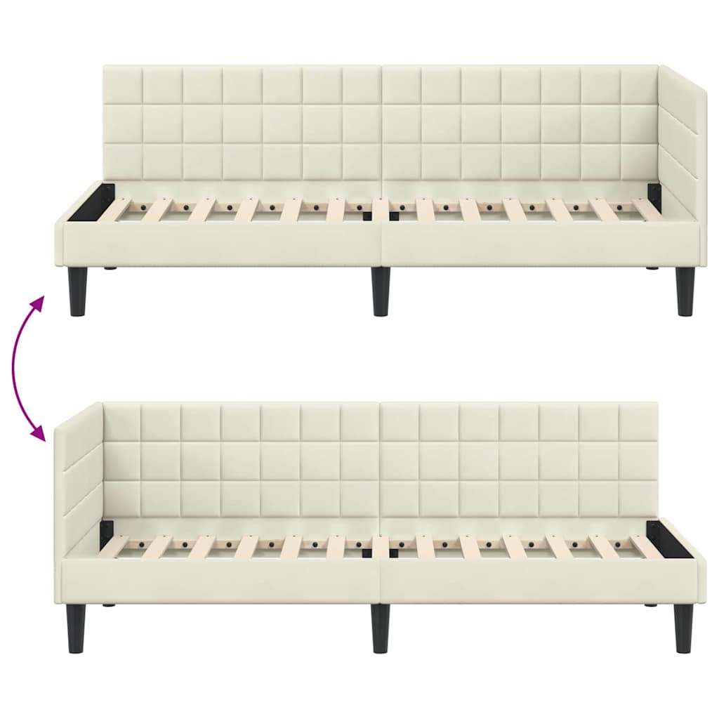 Hoekbedframe met hoofdeinde Crème 80 cm x 200 cm Fluweel is nu te koop bij PeponiXL, paradijselijk wonen!