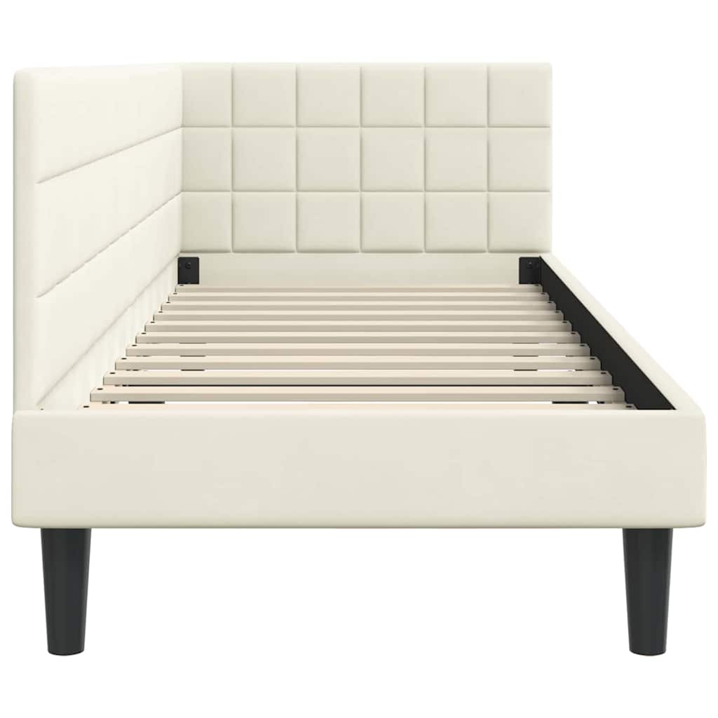 Hoekbedframe met hoofdeinde Crème 80 cm x 200 cm Fluweel is nu te koop bij PeponiXL, paradijselijk wonen!