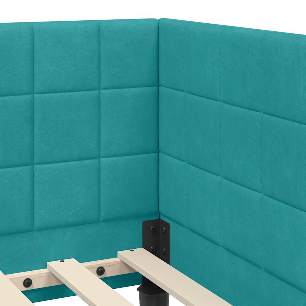 Hoekbedframe met hoofdeinde Turquoise 80 cm x 200 cm Fluweel is nu te koop bij PeponiXL, paradijselijk wonen!