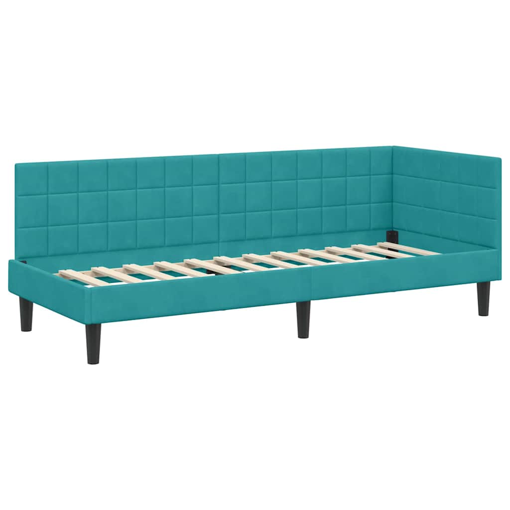 Hoekbedframe met hoofdeinde Turquoise 80 cm x 200 cm Fluweel is nu te koop bij PeponiXL, paradijselijk wonen!