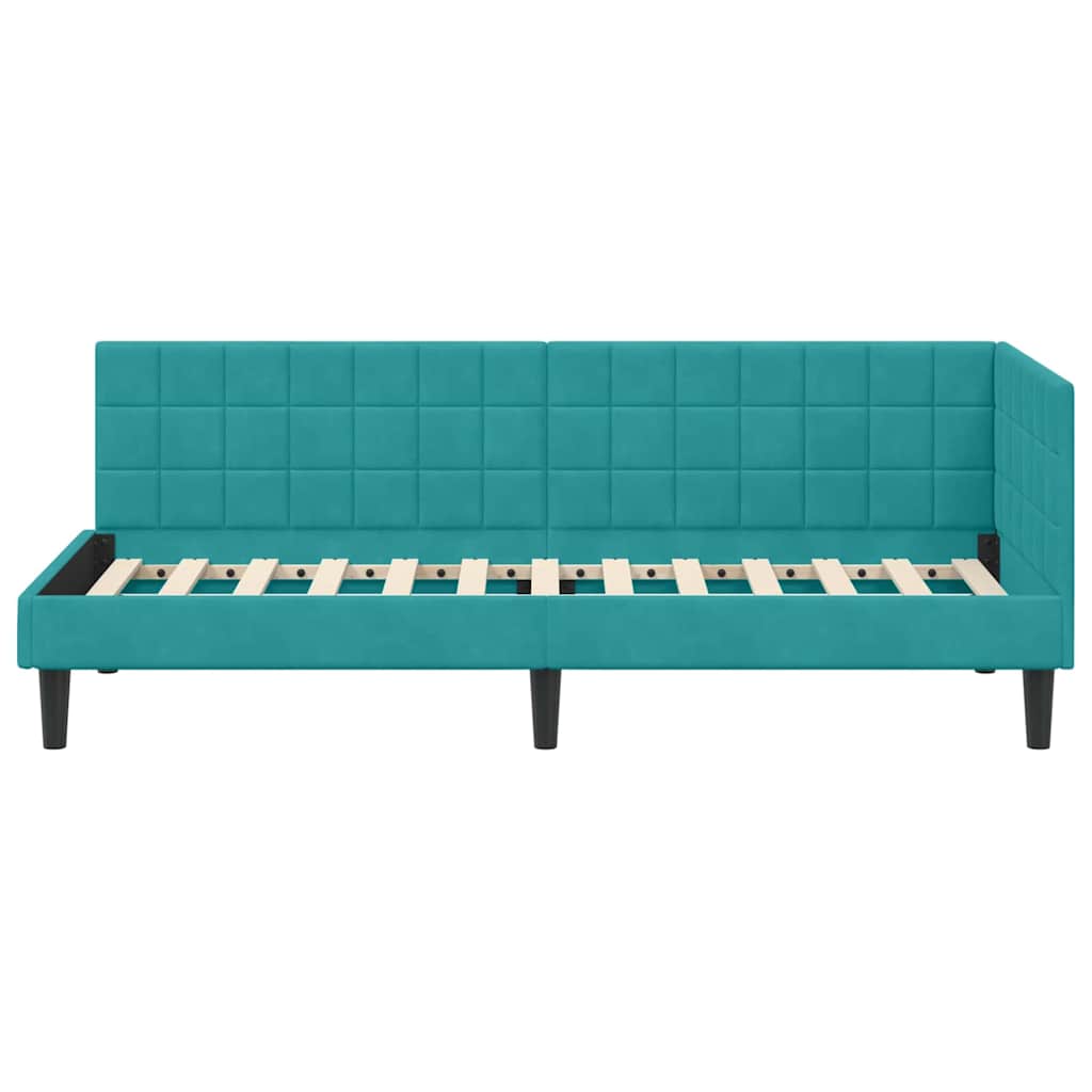 Hoekbedframe met hoofdeinde Turquoise 80 cm x 200 cm Fluweel is nu te koop bij PeponiXL, paradijselijk wonen!