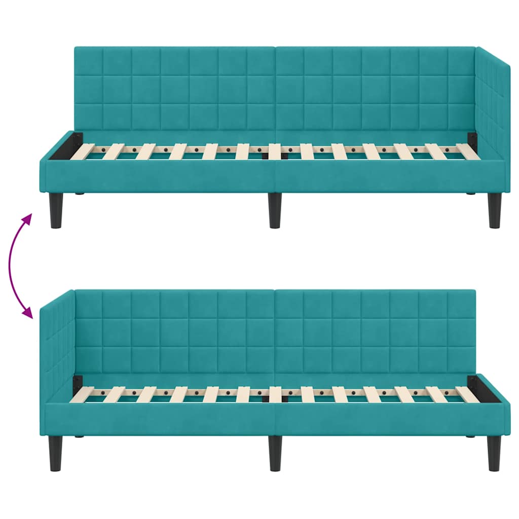 Hoekbedframe met hoofdeinde Turquoise 80 cm x 200 cm Fluweel is nu te koop bij PeponiXL, paradijselijk wonen!