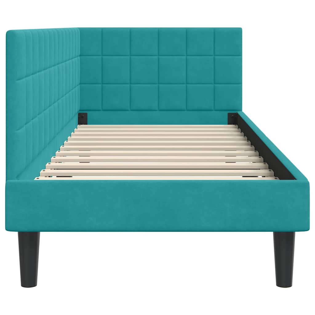 Hoekbedframe met hoofdeinde Turquoise 80 cm x 200 cm Fluweel is nu te koop bij PeponiXL, paradijselijk wonen!