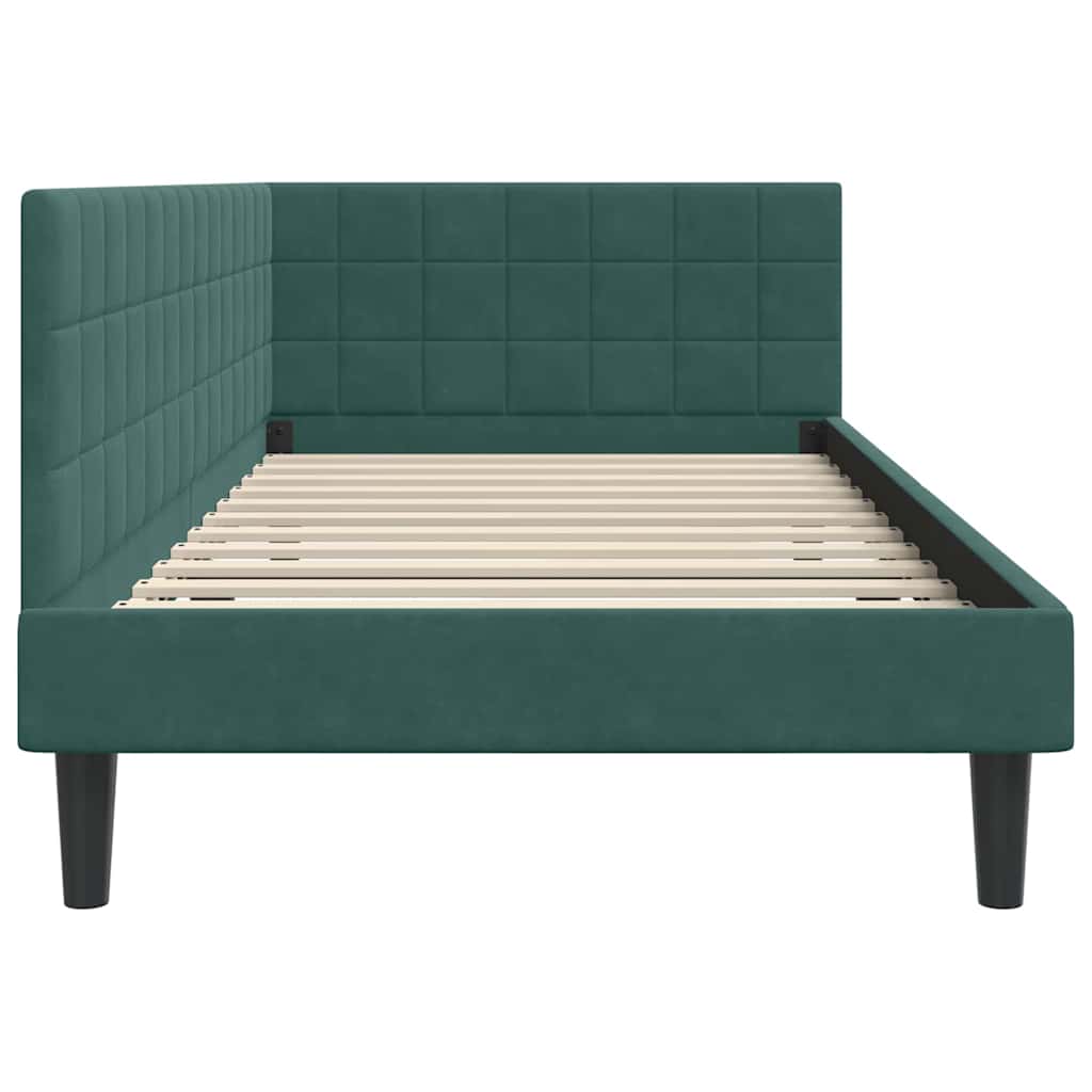Hoekbedframe met hoofdeinde Donkergroen 90 cm x 190 cm Fluweel is nu te koop bij PeponiXL, paradijselijk wonen!