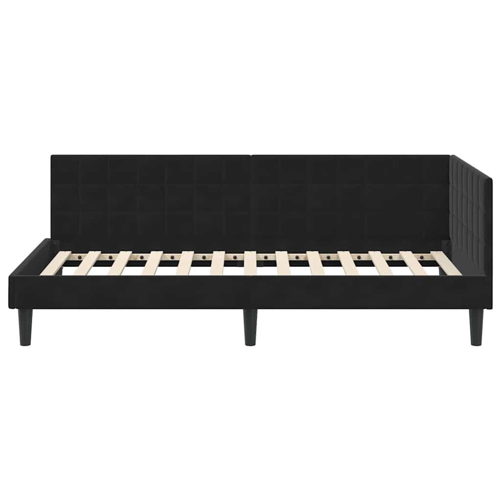Hoekbedframe met hoofdeinde Zwart 90 cm x 190 cm Fluweel is nu te koop bij PeponiXL, paradijselijk wonen!