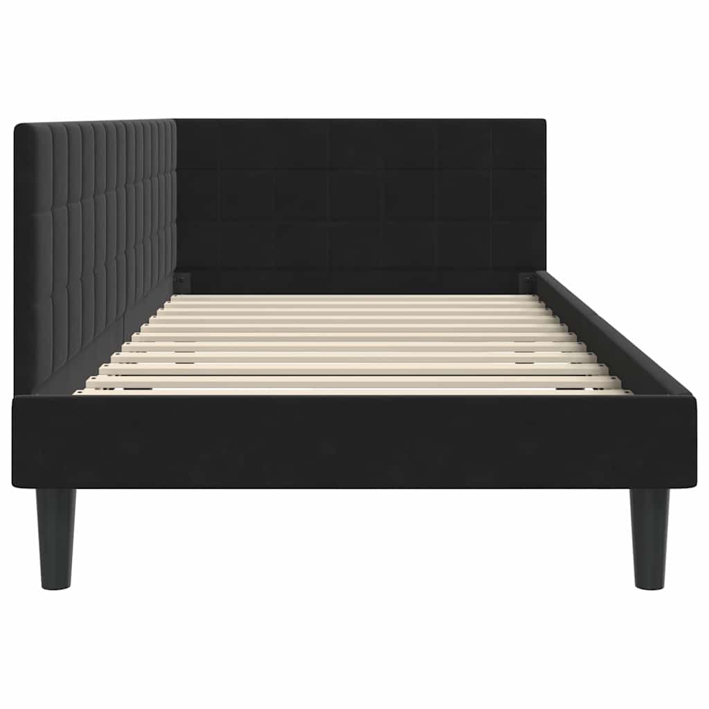 Hoekbedframe met hoofdeinde Zwart 90 cm x 190 cm Fluweel is nu te koop bij PeponiXL, paradijselijk wonen!