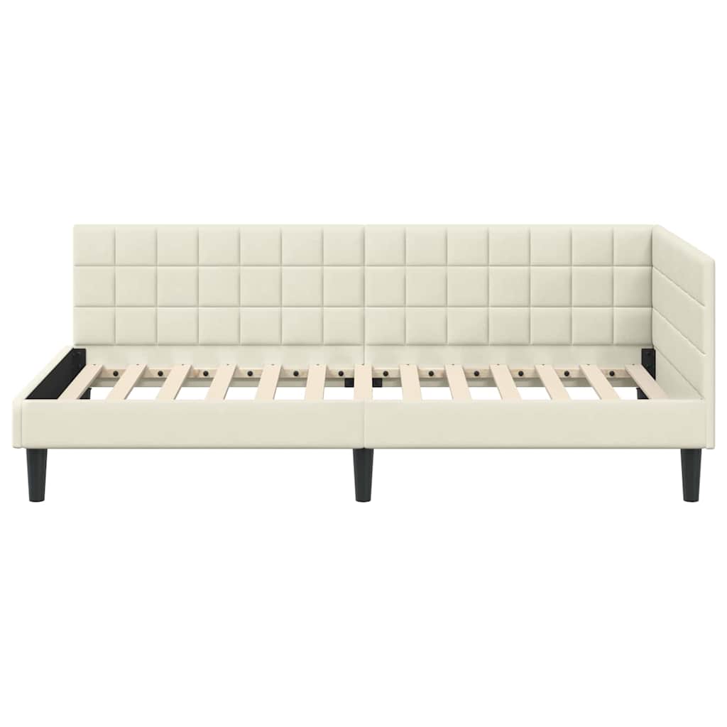 Hoekbedframe met hoofdeinde Crème 90 cm x 190 cm Fluweel is nu te koop bij PeponiXL, paradijselijk wonen!