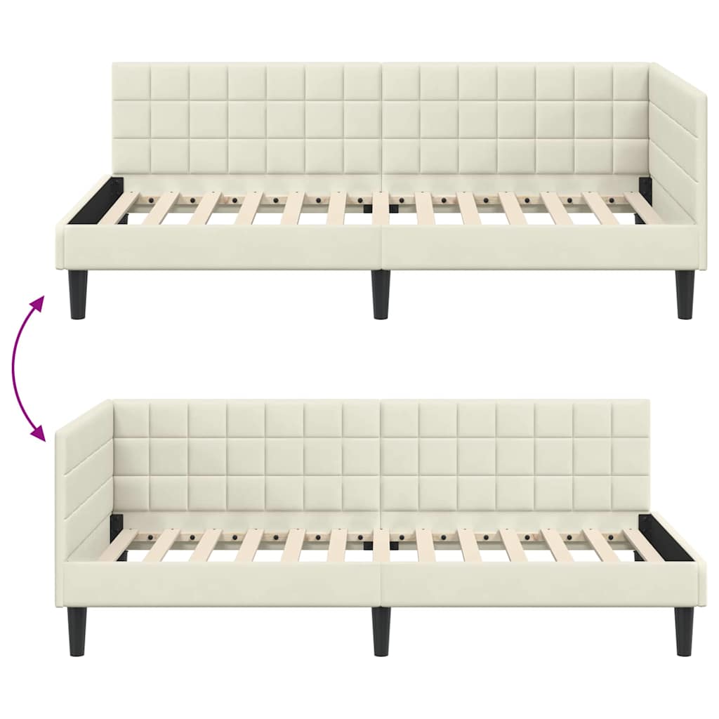 Hoekbedframe met hoofdeinde Crème 90 cm x 190 cm Fluweel is nu te koop bij PeponiXL, paradijselijk wonen!