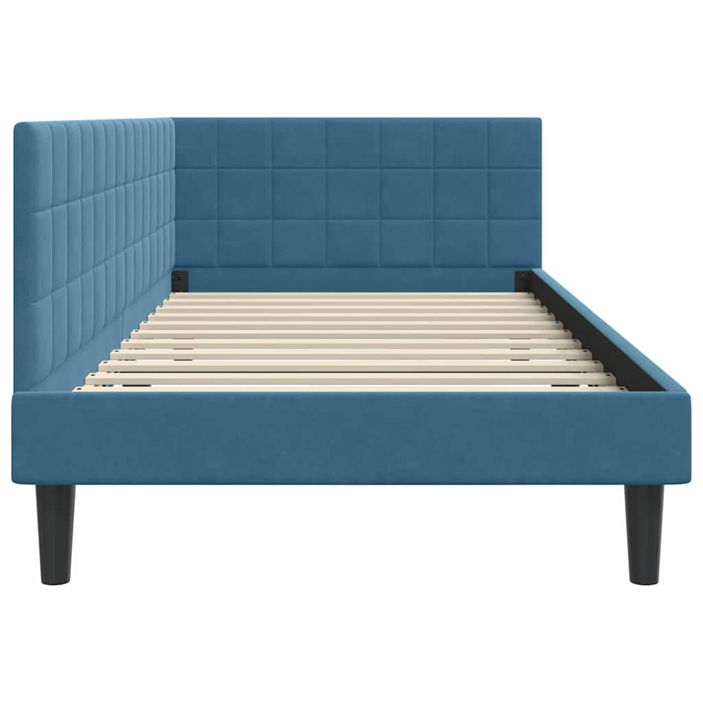 Hoekbedframe met hoofdeinde Blauw 90 cm x 200 cm Fluweel is nu te koop bij PeponiXL, paradijselijk wonen!