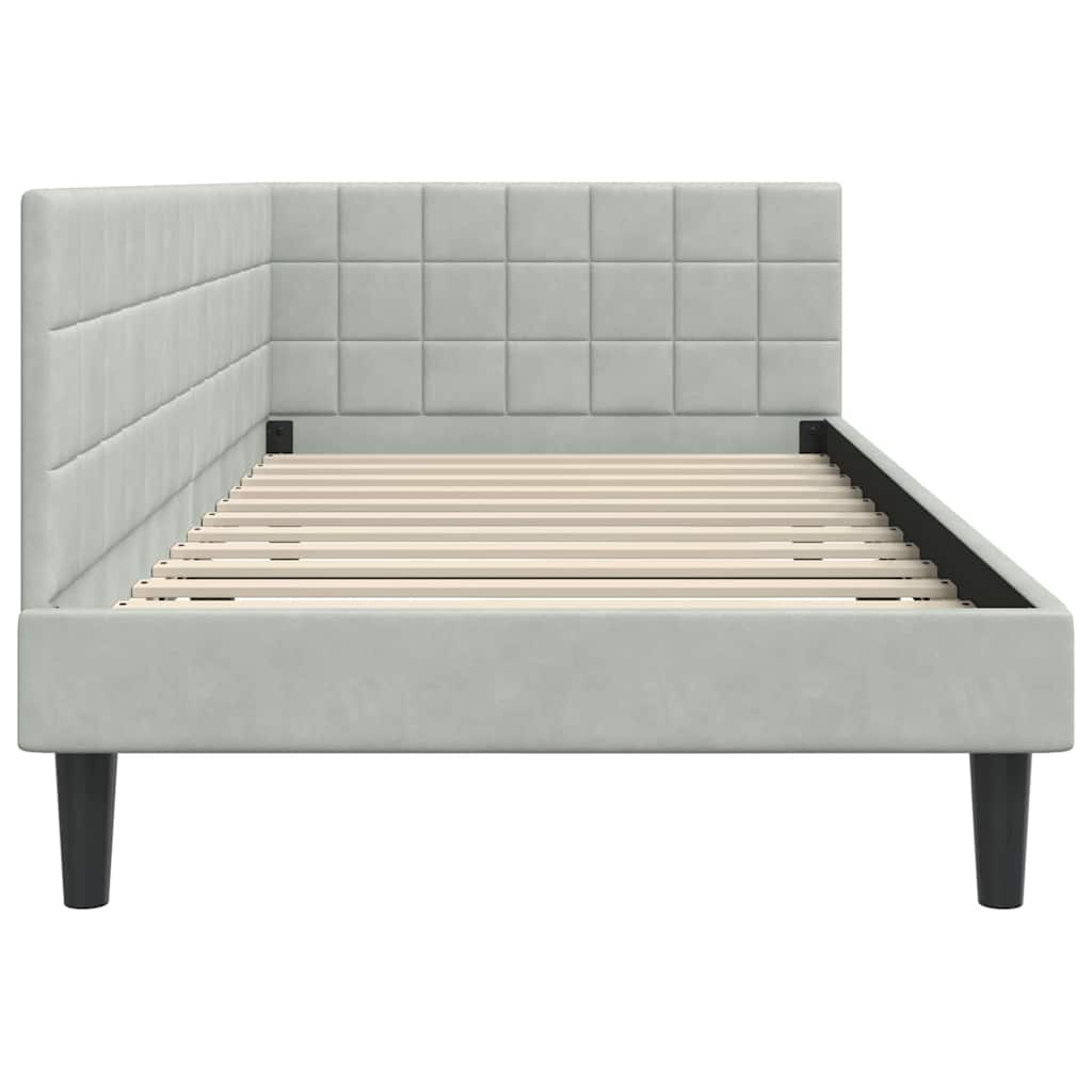 Hoekbedframe met hoofdeinde Lichtgrijs 90 cm x 200 cm Fluweel is nu te koop bij PeponiXL, paradijselijk wonen!