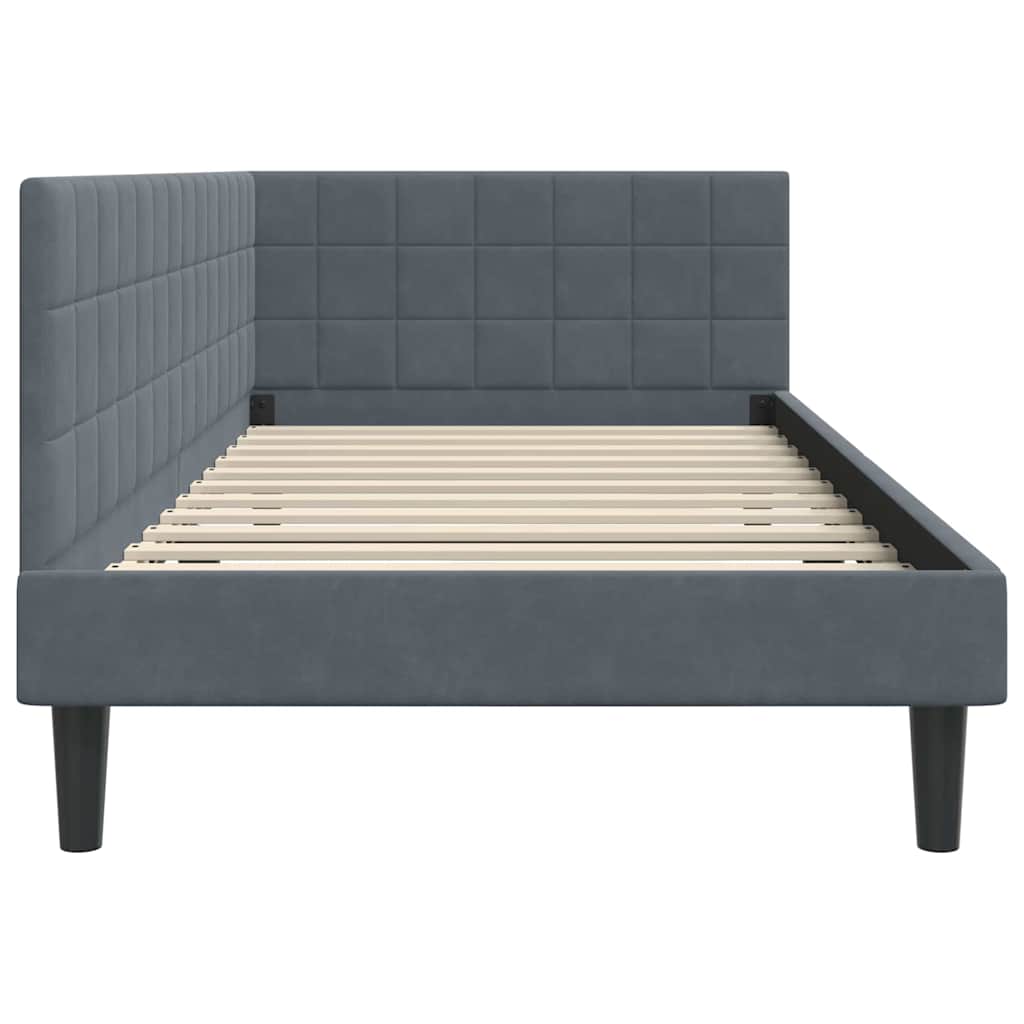 Hoekbedframe met hoofdeinde Donkergrijs 90 cm x 200 cm Fluweel is nu te koop bij PeponiXL, paradijselijk wonen!