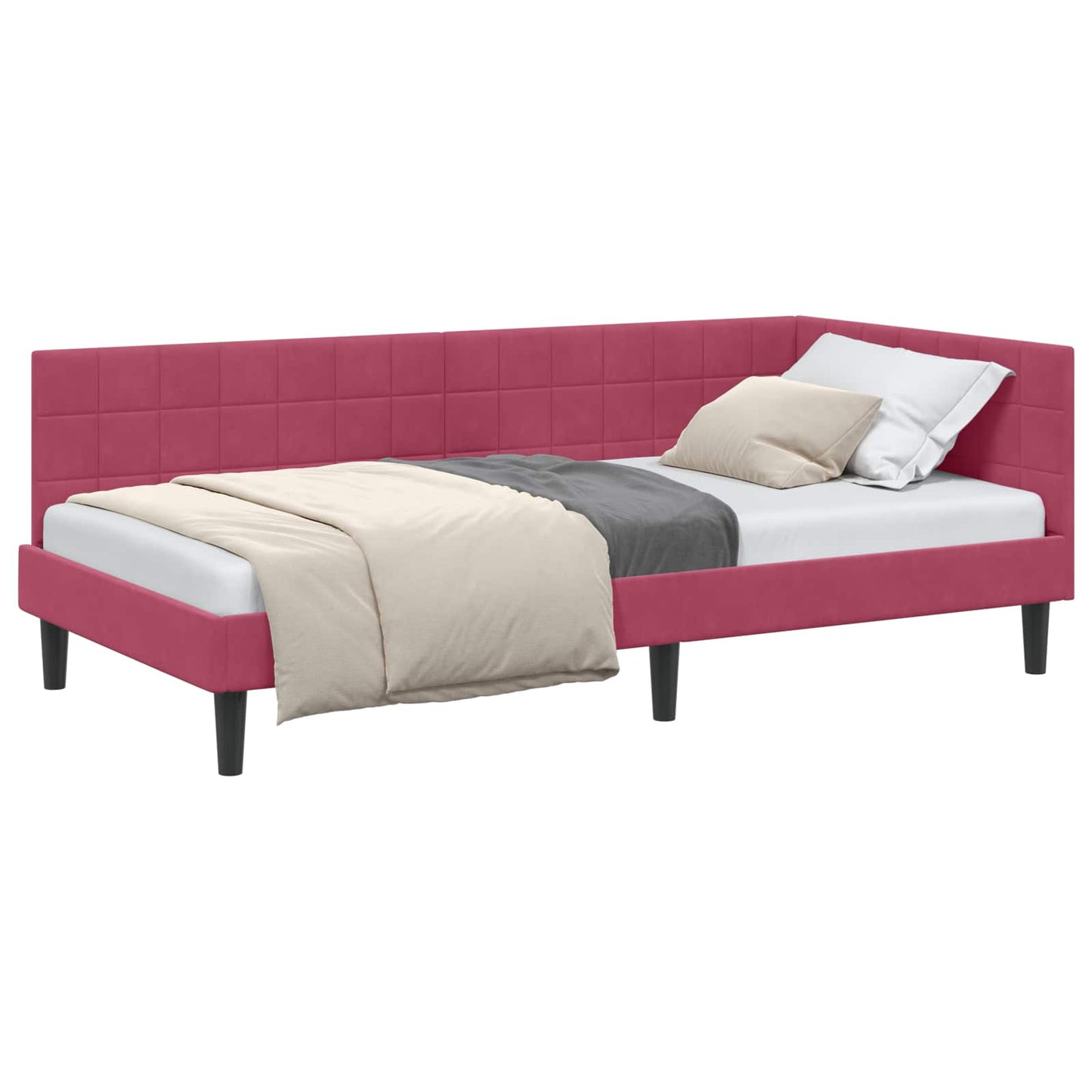 Hoekbedframe met hoofdeinde Wijnrood 90 cm x 200 cm Fluweel is nu te koop bij PeponiXL, paradijselijk wonen!