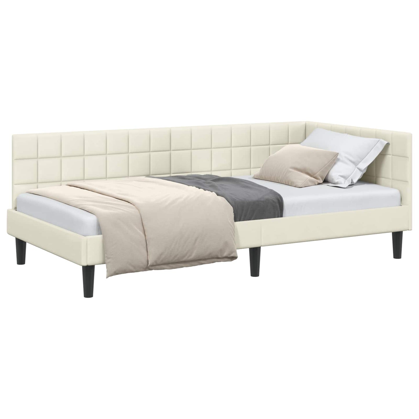 Hoekbedframe met hoofdeinde Crème 90 cm x 200 cm Fluweel is nu te koop bij PeponiXL, paradijselijk wonen!